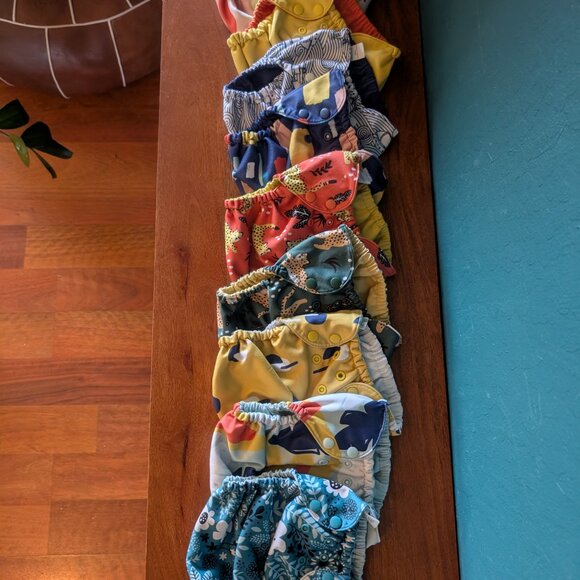 Esembly Outer Diaper Cover (Size 2) -Pink/Orange/Yellow Pattern - Picture 5 of 5